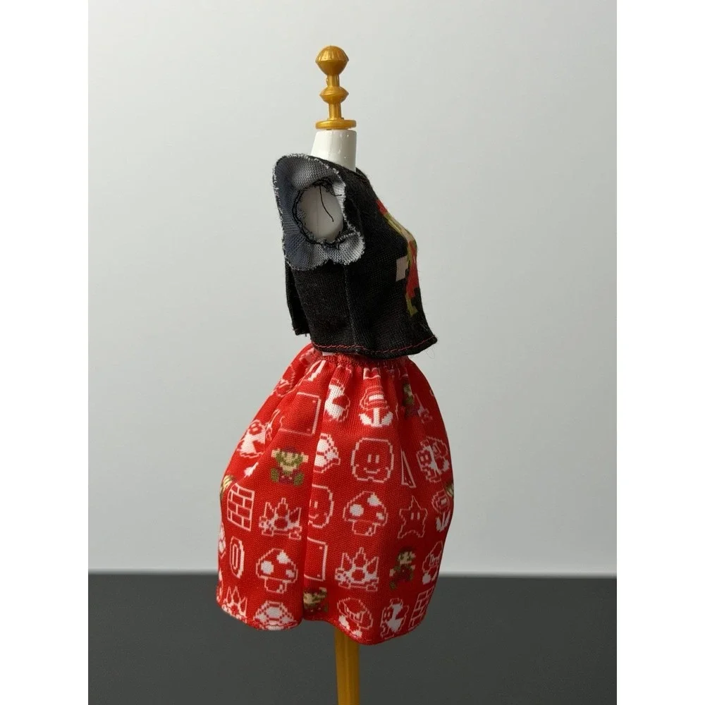 Barbie Super Mario Bros Characters Deluxe Fashion Shirt And Skirt Set